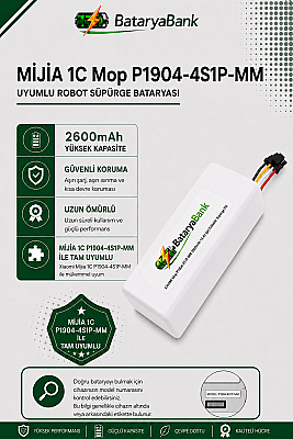 Mi Mijia 1C Robot Vacuum Mop P1904-4S1P-MM Uyumlu 14.4V 2600mAh Li-ion Robot Süpürge Bataryası - 1