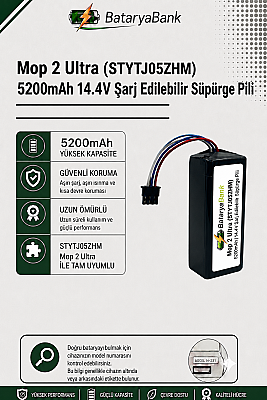 Mi Mop 2 Ultra (STYTJ05ZHM) Uyumlu Robot Süpürge Bataryası 14.4V 5200mAh Li-ion Yedek Pil - 1