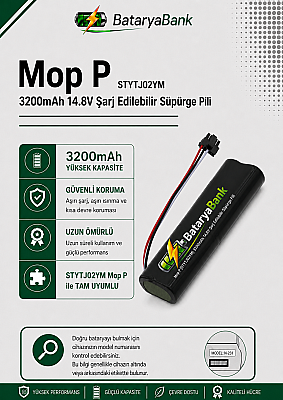Mi Robot Vacuum Mop P (STYTJ02YM) Uyumlu Robot Süpürge Bataryası 14.4V 3200mAh Li-ion Yedek Pil - 1