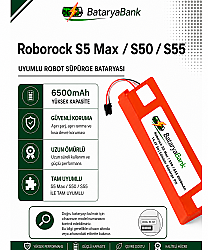Roborock S5 Max / S50 / S55 Uyumlu Robot Süpürge Bataryası 14.4V 6500mAh Şarj Edilebilir Yedek Pil - BataryaBank