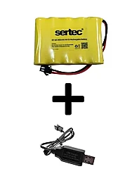 Sertec 6V 800mAh Siyah Soket Oyuncak Araba Pili + USB Şarj Cihazı Seti - BataryaBank