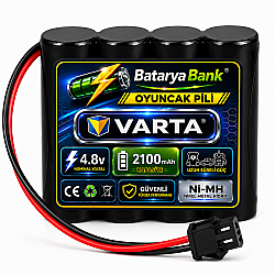 Varta 4.8V 2100mAh Oyuncak Araba Pili Bataryası Siyah Soket | Varta Hücreli NiMH Şarjlı Batarya - BataryaBank